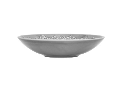 Talerz głęboki 21,5 cm Lubiana Hanami szary K100 - widok z boku, szara porcelana z reliefowym wzorem