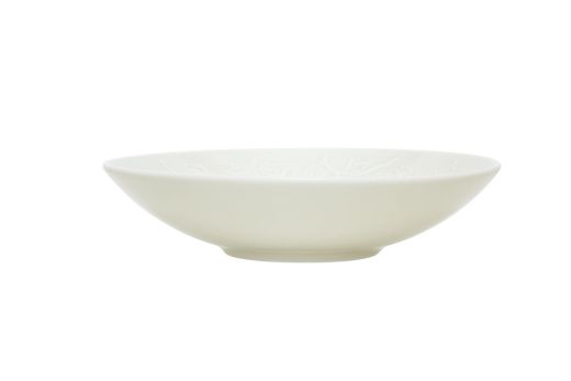 Talerz głęboki 21,5 cm Lubiana Hanami kremowy KE00 - widok z boku, kremowa porcelana z delikatnym reliefem