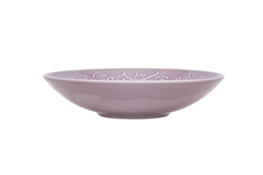 Talerz głęboki 21,5 cm Lubiana Hanami jagodowy KR00 - widok z boku, jagodowa porcelana z reliefowym wzorem