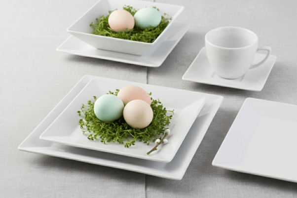 Talerze kwadratowe czy okrągłe – co jest modne w 2026? Trendy w aranżacji wielkanocnego stołu